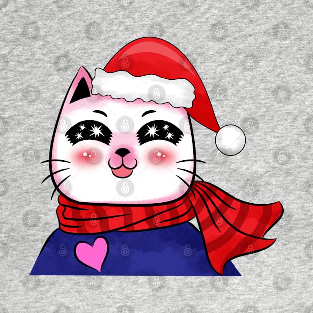 Santa Cat Cute by lunamoonart